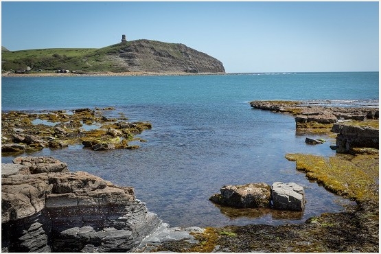 View across Kimmeridge Bay to Clavell Tower